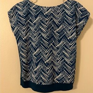 New York & Company Navy and White Patterned top